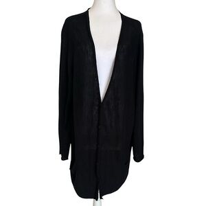 Eileen Fisher Women’s Cardigan Sweater Linen Organic Cotton Blend Size 2X Black